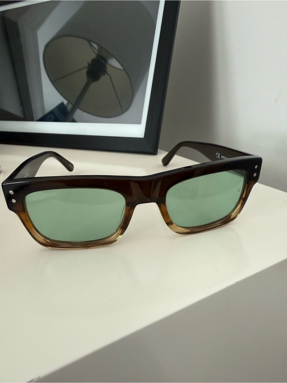 J. Crew Brown Gradient Acetate Sunglasses with Green Lenses